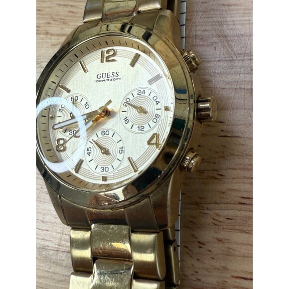 Guess Womens Gold Tone Chronograph Watch 100M Water Resistant NOT TESTED - Picture 7 of 9